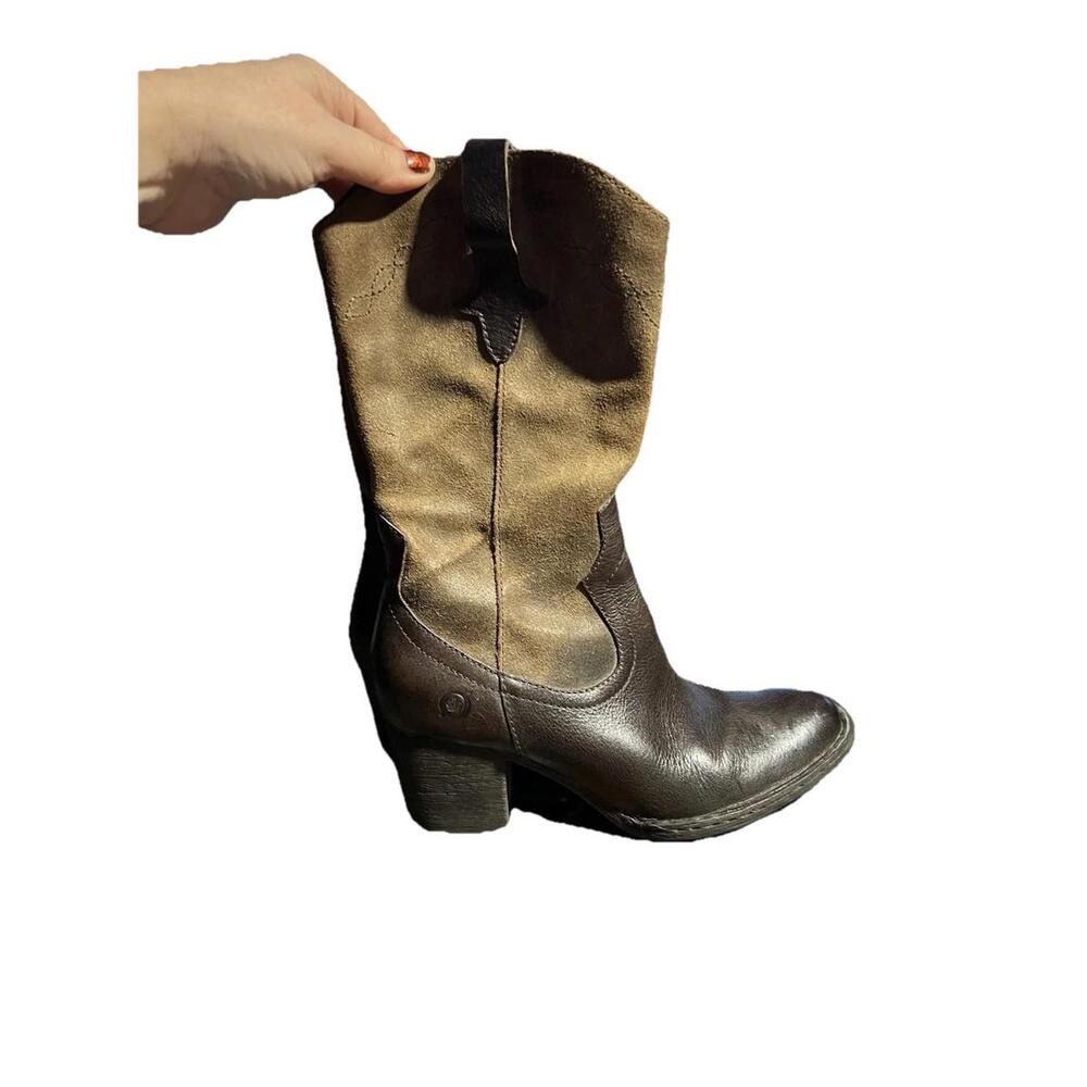 Born Sonoma Brown Leather & Suede Western Boots Size 6